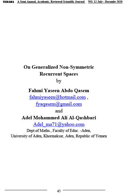 On Generalized Non-Symmetric  Recurrent Spaces